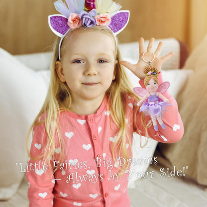 June Garden 7" Enchanted Garden Fairy Doll Elara - Plush Soft Keychain - Bag Charm Gift for Girls - Pink