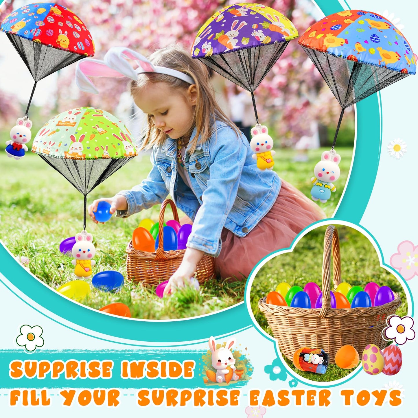 CPSYUB Easter Basket Stuffers Toys for Kids: Easter Parachute Toys for Kids - Easter Egg Fillers Ideas Gifts Outdoor Games for 4 6 8 10 12 Year Old Boys Girls (6 Pack)