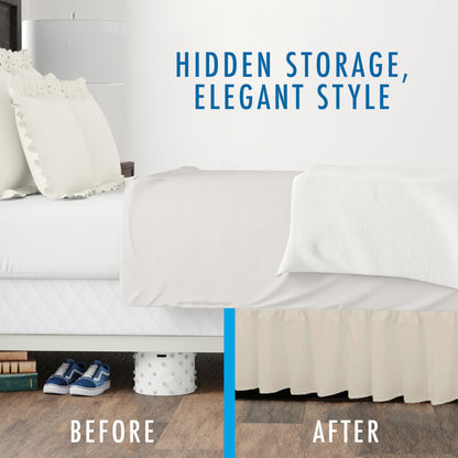 FRESH IDEAS Bedding Ruffled Bedskirt, Classic 14” Drop Length, Gathered Styling, Queen, Ivory (FRE30114IVOR03)