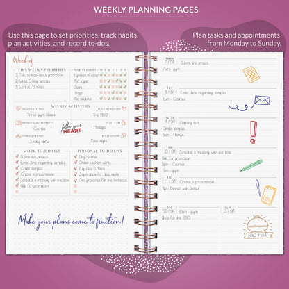 PLANBERRY Weekly Planner – Undated Life Organizer & Budget Planner – Time Management, Goal Setting, To-Do List, Work-Life Balance & Habit Tracker – 6.1″ x 8.1″ (Wild Purple)