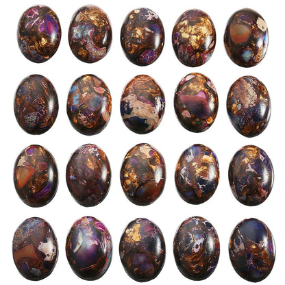 rockcloud 18x25mm Oval Cabochon Flatback Semi-precious Stones Sea Sediment Jasper for Jewelry Making Pack of 5