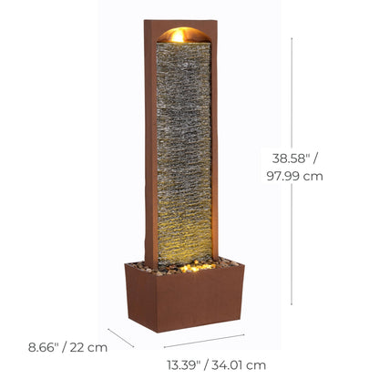 Teamson Home Outdoor 38.5” Textured Waterfall Fountain Yard Décor Red Rock