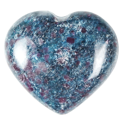 Crocon 50mm Ruby Kyanite Heart Stone Big Heart Shape Puff Stones Set 450+ Carats Pocket Crystal Healing Tumble Collection Palm Stone Good Luck Charm Meditation Gift Craft Home Decor