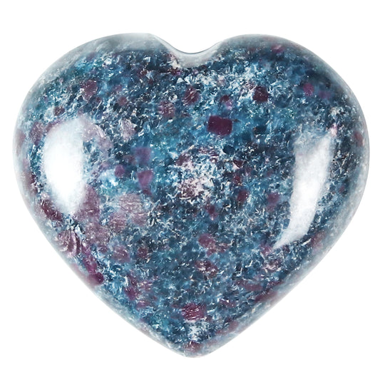 Crocon 50mm Ruby Kyanite Heart Stone Big Heart Shape Puff Stones Set 450+ Carats Pocket Crystal Healing Tumble Collection Palm Stone Good Luck Charm Meditation Gift Craft Home Decor