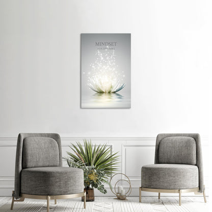 Lotus Flower Wall Art Canvas Mindset Motivational Quotes Poster for Zen Office Wall Decor Spiritual Meditation Prints Artwork Framed (16 x 24inches)