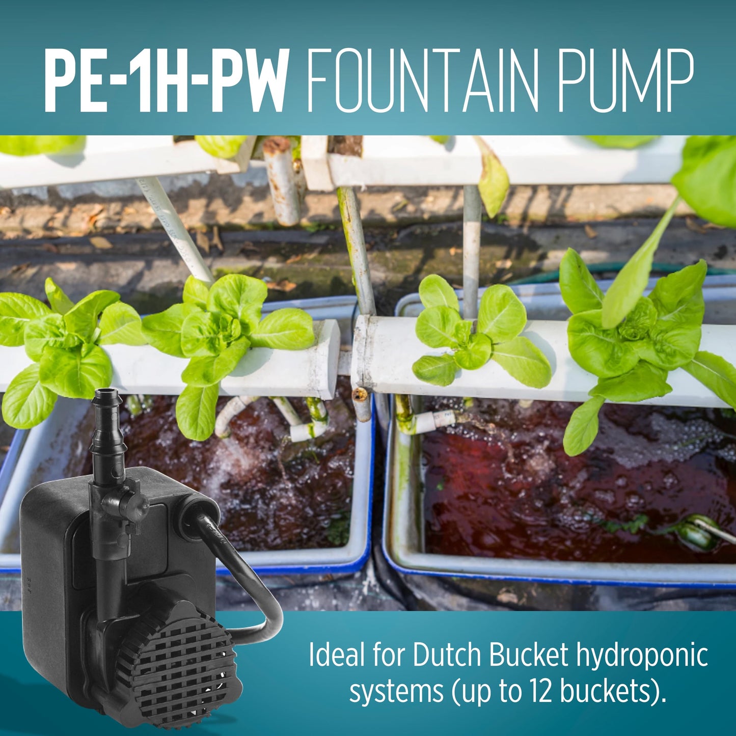 Little Giant PE-1H-PW 115 Volt, 1/125 HP, 186 GPH Epoxy Encapsulated Small Submersible Pump for Fountains and Shallow Water Applications, Hooded Volute and Flow Control Valve, 6-Ft Cord, Black, 566604