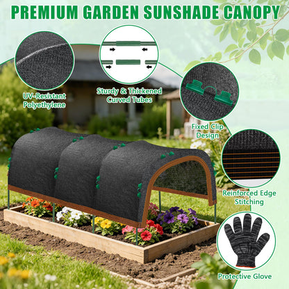 79"x40" Garden Shade Kit, 70% Garden Sun Shade Cloth with Hoops for Plants Heat Protection, Raised Garden Bed Shade Cover Plant Sun Shade for Outdoor Plants Vegetables