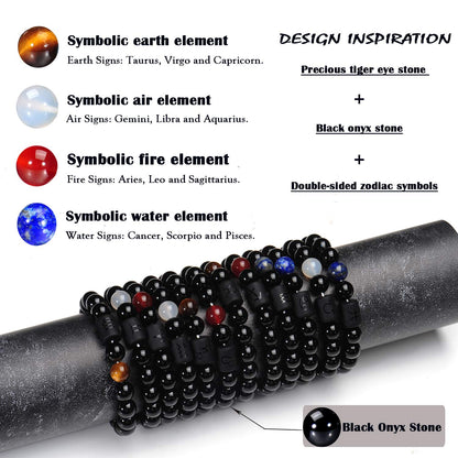 VLINRAS Zodiac Scorpio Bracelet for Men Women Scorpio Gifts Natural Black Onyx Stone Zodiac Bracelet Jewelry