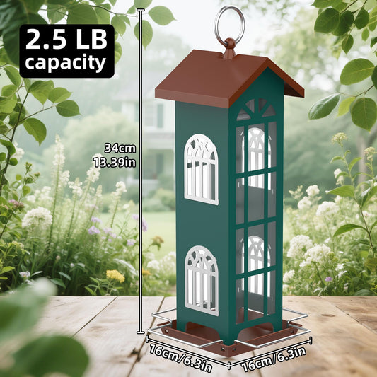 Metal Bird Feeder Bird Feeders for Outdoors Hanging,Waterproof and Rust-Proof,Easy Cleaning,Wild Bird Feeders Attracting Chickadees Goldfinches Cardinals Finches and Sparrows