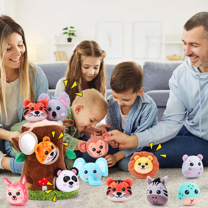 Arrowbash 13 Pcs Plush Animal Tree House Toy for Babies 6-24 Months, Hide and Seek Sensory Toy, Montessori Toddler Learning Toys, Soft Stuffed Animal Playset, Baby Development Toys Gift for Boys Girls