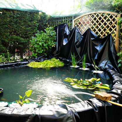 IDEALHOUSE HDPE Pond Liner, 10 x 13 ft, 20 Mil, UV and Puncture Resistant, Easy-Cut Flexible Liner for Koi Ponds, Waterfalls, and Water Gardens, Black