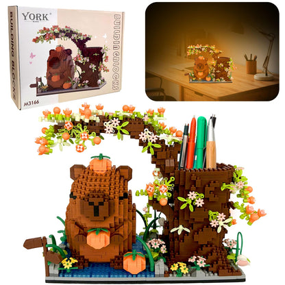 Bonifunt Capybara Building Blocks, 1800 PCS Capybara Micro Building Block Sets, Capibara Pen Holder, Gifts for Adults
