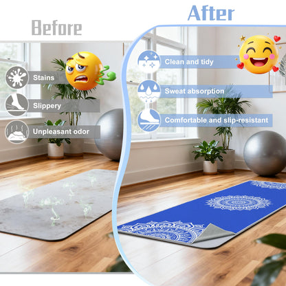 alissgorat Yoga Towel,Absorbent Yoga Mat Towel for Hot Yoga Non Slip,Stylish Prints,Ideal for Workouts,Hot Yoga,Bikram,Pilates Equipment,72 x 27 in,Blue Mandala