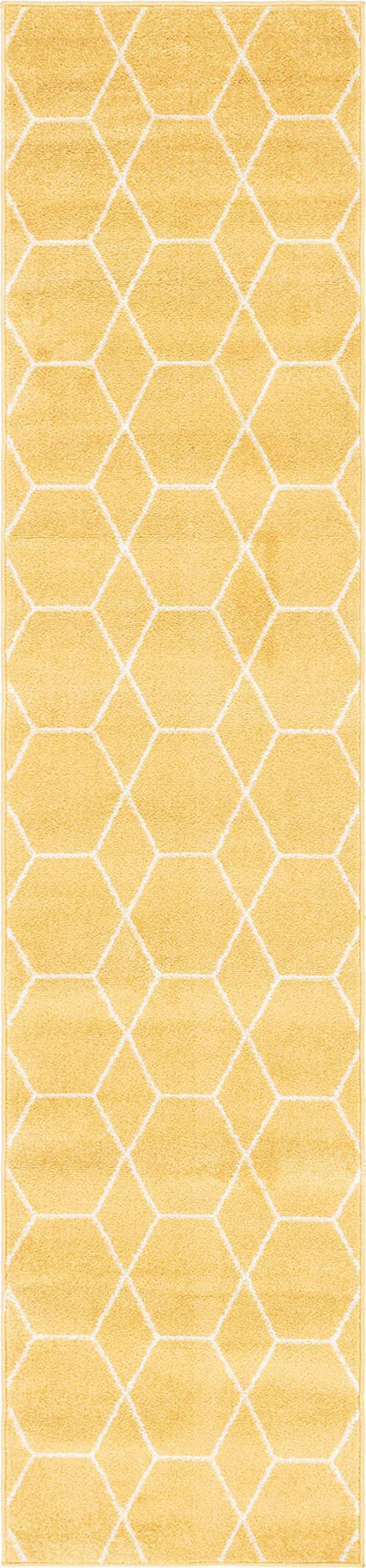 Unique Loom Trellis Frieze Collection Area Rug - Geometric (2' x 8' 8" Runner, Yellow/ Ivory)