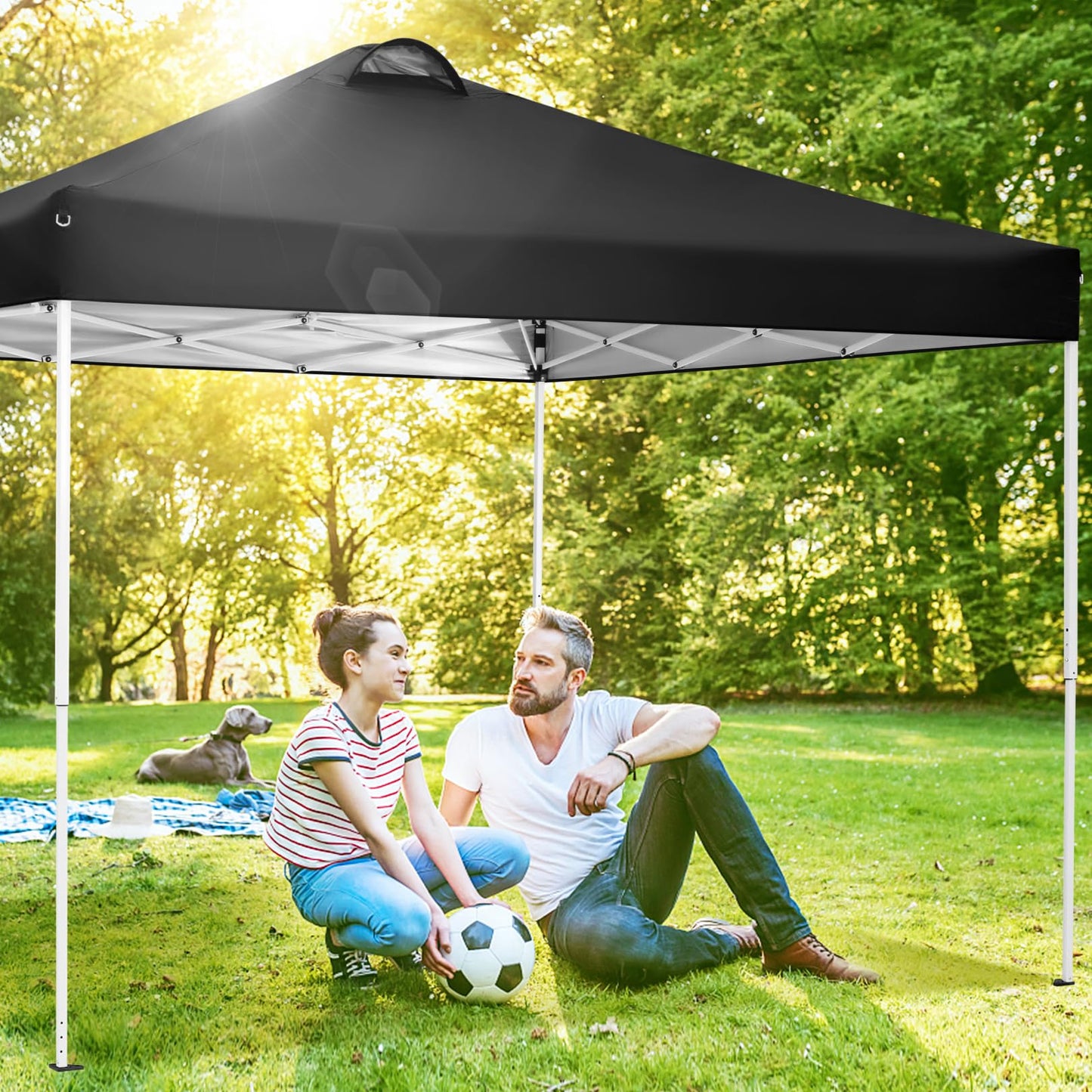 COBIZI Canopy 10x10 Pop Up Canopy Tent with 4 Sidewalls, One Push Party Tents for Parties Outdoor Wedding Waterproof Gazebo Commercial Event Tent with Sandbags, Classic Black