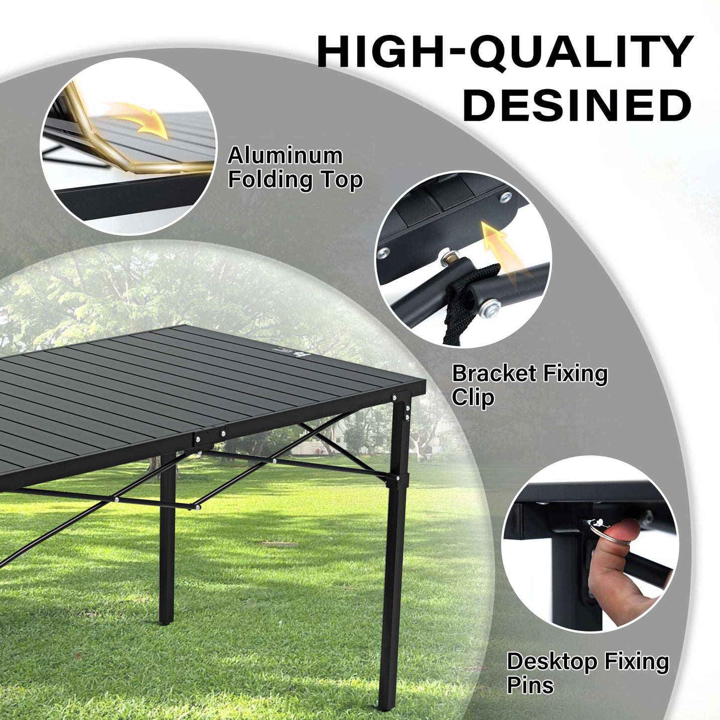 OUTSIDER Folding Camping Table with Aluminum Roll-up Tabletop Portable Lightweight Beach Table with Carry Bag for Outdoor Cooking, Picnic, BBQ, Travel, Backyard Style1