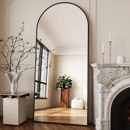 AUYHM 34"x76" Large Mirror Full Length,Nano Glass Oversized Floor Mirror, Arched Full Length Mirrors,Large Standing Mirror,Black Arched Mirrors
