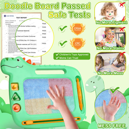 Toddler Toys 2-3, Dinosaur Magnetic Drawing Board Toys for 1 2 3 Year Old Boy Girls,Colorful Magna Sturdy Doodle Board Kids Toy, Etch Sketch Educational Toy for Toddlers 1-3 Christmas Birthday Gifts