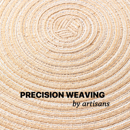 Round Placemats Set of 6 Woven Placemats Washable Braided Table Mats for Dining Table Heat Resistant Non-Slip Circle Place Mats(Beige)