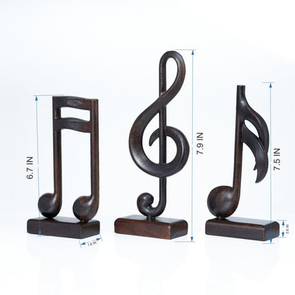 Handicraftviet Wooden Music Note Sculpture and Music Lovers, Handmade Music Symbols Gifts for Office Bookshelf Room Decor, Music Teacher Gifts, Music Graduation Gifts (Music Note Set 3, Black)