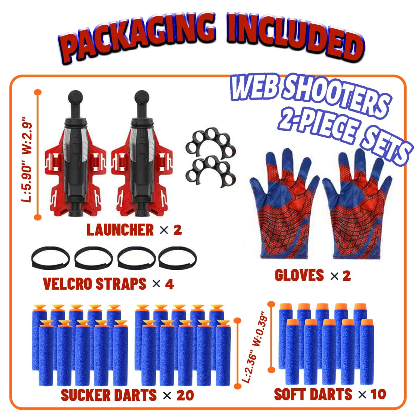 2 Pack Web Shooters for Kids, Boy Gifts, Toys for 3 4 5 6 7 8 Year Old Boys, Toys for Age 3-4 4-6 5-7 6-8, Web Slinger with Gloves, Birthday Presents