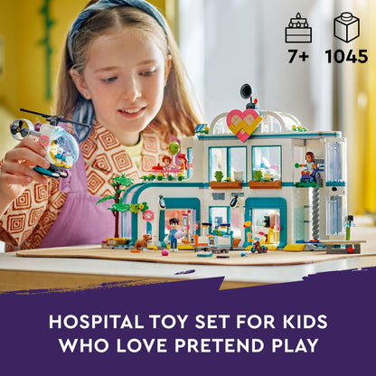 LEGO Friends Heartlake City Hospital Toy Playset, Helicopter Toy and Mini-Doll Characters, Building Set for Kids, Pretend Play, Gift for Girls and Boys Ages 7 Years Old and Up, 42621