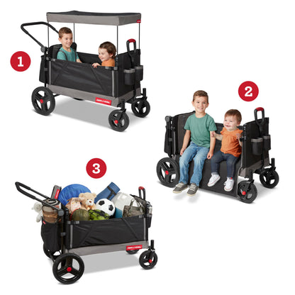 Radio Flyer Wagon for Kids, Baby Stroller, Outside Toys for Toddlers 1-3, Rolling Cart, Beach Cart with Wheels, Trav'ler Stroller Wagon with Protective Cover, for Ages 1+ Years
