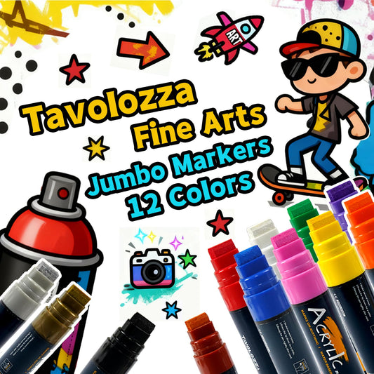 Jumbo Markers 12 Colors, Graffiti Markers-Include Gold Silver, 15MM Felt Tip Acrylic Paint Marker, Thick Jumbo Marker for Posters Board, Fabric, Canvas, Window, Wood, Teachers, Banner, Glass