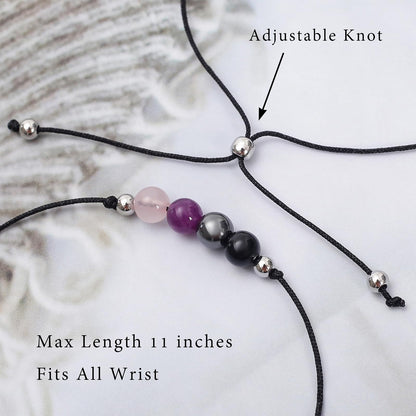 MTJAHPS Protection Bracelet, empath protection, black obsidian Crystals and Healing Stones Bracelet for Women ，Luck ，Anxiety and Stress Clam Bracelet (2PCS Empath Protection)