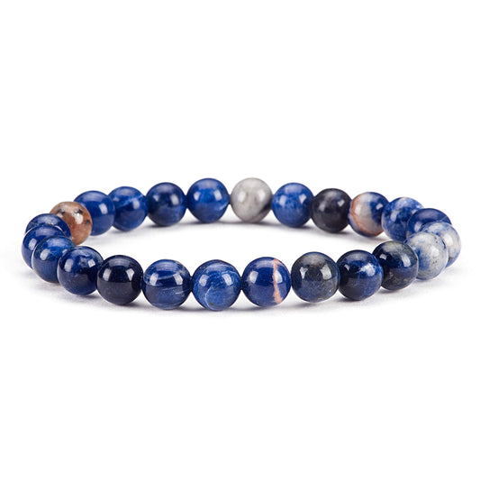 Cherry Tree Collection Orange Sodalite Beaded Bracelet – Genuine 8mm Gemstone Stretch Bracelet for Men & Women – Handmade Crystal Bracelet - (Orange Sodalite - S)