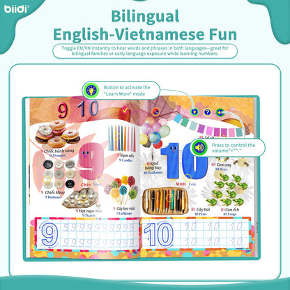 biidi Vietnamese-English Book for Bilingual Kids. Learn Vietnamese Alphabet. Vietnamese Books for Toddlers Learning Toy （Alphabet & Number）