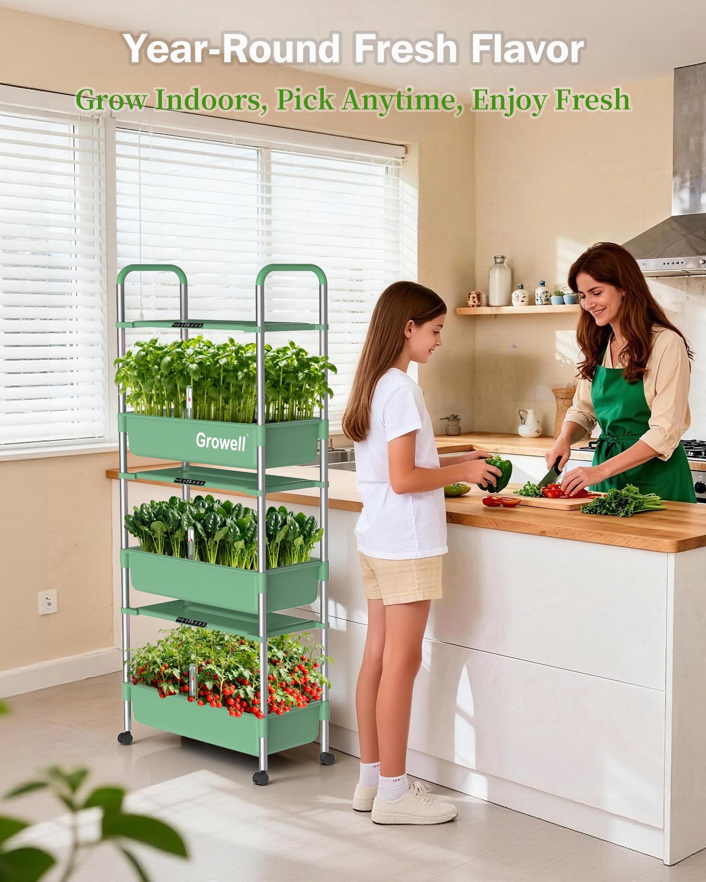 Growell Large Hydroponics Growing System Kit, Vertical Indoor Herb Garden Kit with LED Grow Light & Independent Water Pump, 42L Movable Indoor Planter Perfect Gardening Gifts (3 Tier-81 Pods Green)