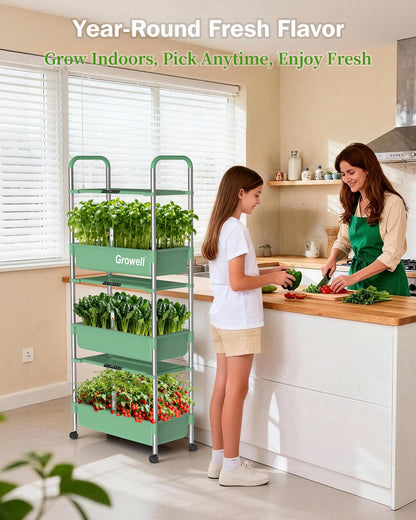 Growell Large Hydroponics Growing System Kit, Vertical Indoor Herb Garden Kit with LED Grow Light & Independent Water Pump, 42L Movable Indoor Planter Perfect Gardening Gifts (3 Tier-81 Pods Green)