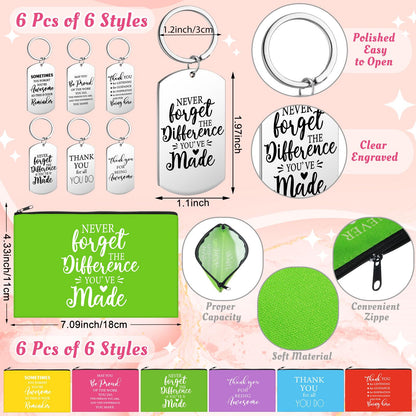 30 Pcs Volunteer Appreciation Gifts Bulk Include 6 Inspirational Makeup Bag 6 Colorful Gift Bag 6 Keychain 6 Marble Notepad and 6 Bamboo Ballpoint Pen for Staff Team Volunteer Week