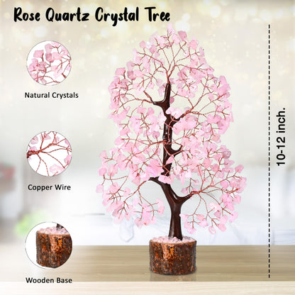 Crocon® Rose Quartz Crystals Tree, Birthday Gifts for Women & Men, Pink House Decor for Shelf, Healing Crystals Spiritual Gift, House Warming Gift New Home, Birthday Gifts - Mom, Sister & Girlfriend