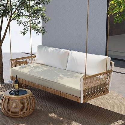 YIJIAN HOME Outdoor Bench Cushion 4 inches Memory Foam Waterproof Patio Furniture Bench Cushion Porch Swing Cushion with Handle and Adjustable Strap, 36 x 18 Inch Cream