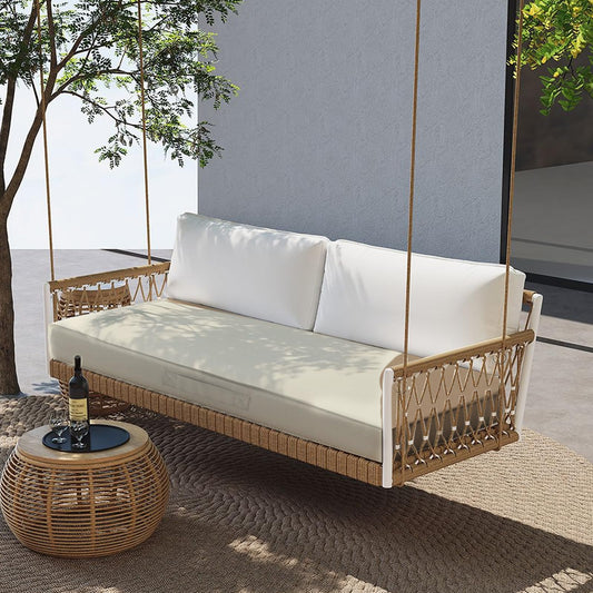 YIJIAN HOME Outdoor Bench Cushion 4 inches Memory Foam Waterproof Patio Furniture Bench Cushion Porch Swing Cushion with Handle and Adjustable Strap, 36 x 18 Inch Cream