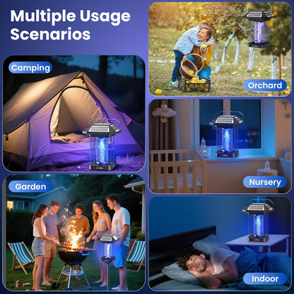 LiBa Solar Bug Zapper Outdoor, 2 in 1 Mosquito Zapper Cordless & Rechargeable, Solar Insect Killer Lamp, 3500V Mosquito Catcher Decor Light for Patio Garden Backyard