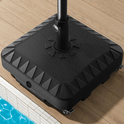 QNCZ Premium Patio Umbrella Base with Wheels, 120lbs Weighted Umbrella Stand Outdoor Base, Heavy Duty Umbrella Base, Easy Move Outdoor Umbrella Base for Patio, Outdoor Swimming Pool, Black
