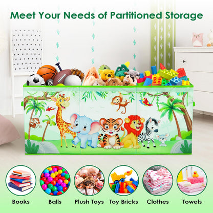 Large Toy Box Chest Organizer with Flip Lid for Kids, Collapsible Oxford Toy Storage Box with Handles for Boys Girls, Sturdy Waterproof Storage Organizer for Bedroom Playroom Nursery, 37.7×12.5×15.7''