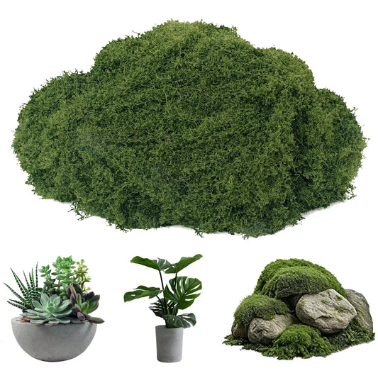 Dallisten Fake Green Moss for Plants Indoor, 10.6oz Artificial Moss for Crafts, DIY Fairy Garden Décor, Table Centerpieces, Wedding Floral Arrangements, Model Making & Indoor Outdoor Home Decoration
