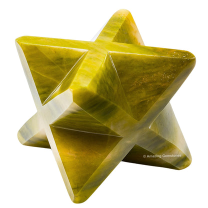 Amazing Gemstone Vesuvianite Merkaba Crystal - 1 Inches Metaphysical Merkaba Star for Meditation - Energetic Tetrahedron Crystal and Healing Stones and Healing (20-25mm)