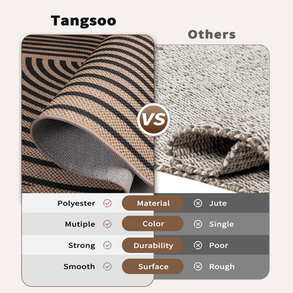Tangsoo Rainbow Easy Jute Rug,2x3 Washable Small Area Outdoor Rug for Entryway Non-Slip Thin Black Throw Mat Modern Farmhouse Indoor Carpet for Entrance Kitchen Entry Front Porch