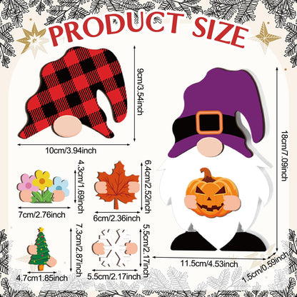 37 Pcs Interchangeable Wooden Decor DIY Holiday Seasonal Table Decoration with 24 Magnet and 12 Detachable Hats for Summer Home Graduation Gifts(Cute)