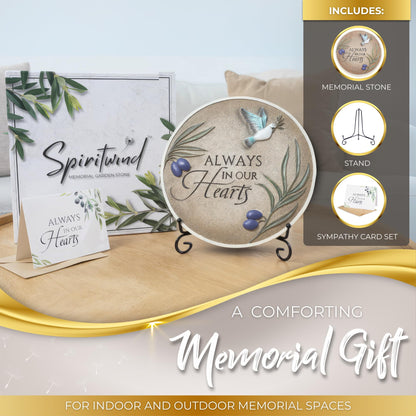 Stunning Garden Memorial Stone with Stand & Sympathy Card (10") - Artist Designed Peace Dove Amongst the Olive Branches - Ideal for Garden Decor, Memorial Gifts & Sympathy Gifts for Loss of Loved One