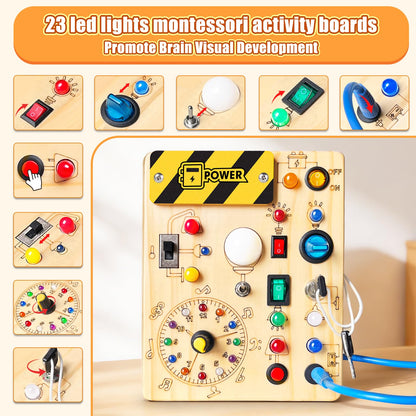 Konijiwa Busy Board - Montessori Toys for 1-3 Years Old Boys & Girls | Sensory Toys for Kids with Autism | Toddlers Learning Activity for Early Development (Busy Board v2)