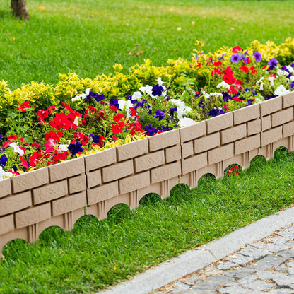 Landical 8 Pcs Gray Retaining Wall Block Faux Stone Edging for Landscaping, 17 x 13 Inch Garden Border Landscape Edging Blocks Garden Plastic Fence for Mulch Flower Bed Patio Lawn Path Walkway