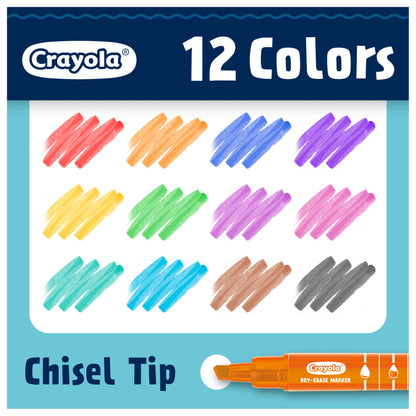 Crayola Take Note Dry Erase Markers for School (12ct) Essential Easter Basket Stuffers, Chisel Tip Whiteboard Markers, Spring Craft Supplies for Teachers, Low Odor