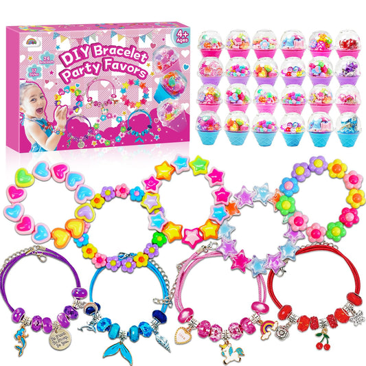 ZMLM 24 Pack Charm Bracelet Making Kit for Girls 4-12, Jewelry Making Kit, Friendship Bracelet Kit, Birthday Party Favors, Goodie Bag Stuffers, Arts Crafts for Kids, Classroom Prizes, Return Gifts