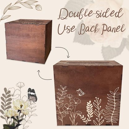 OurWarm Wedding Card Box for Party, Wooden Card Boxes for Reception, Rustic Wedding Box for Cards and Money, Envelope Money Box Gift Cards Box for Graduation Baby Shower Birthday Decor